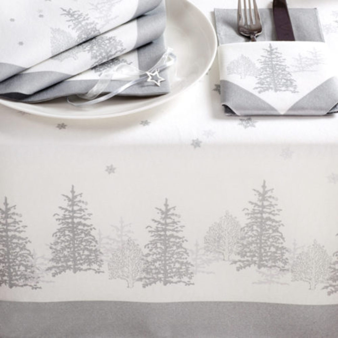 Paper Table Cover, Silver Trees & Snowflakes 118x490cm image 1
